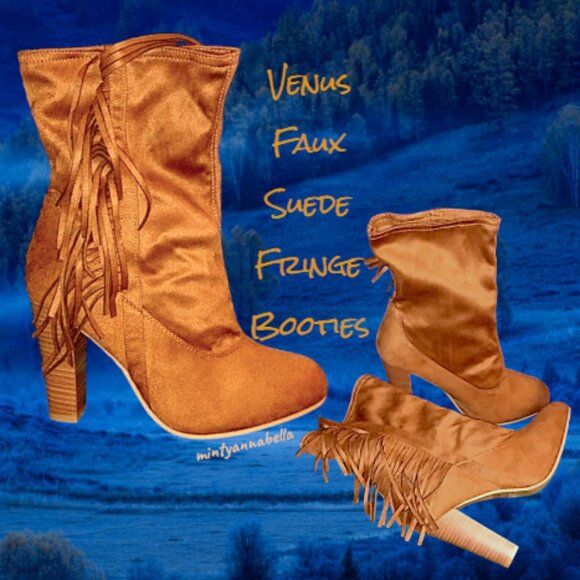 VENUS 🆕Fringe Heeled Booties - Picture 1 of 12